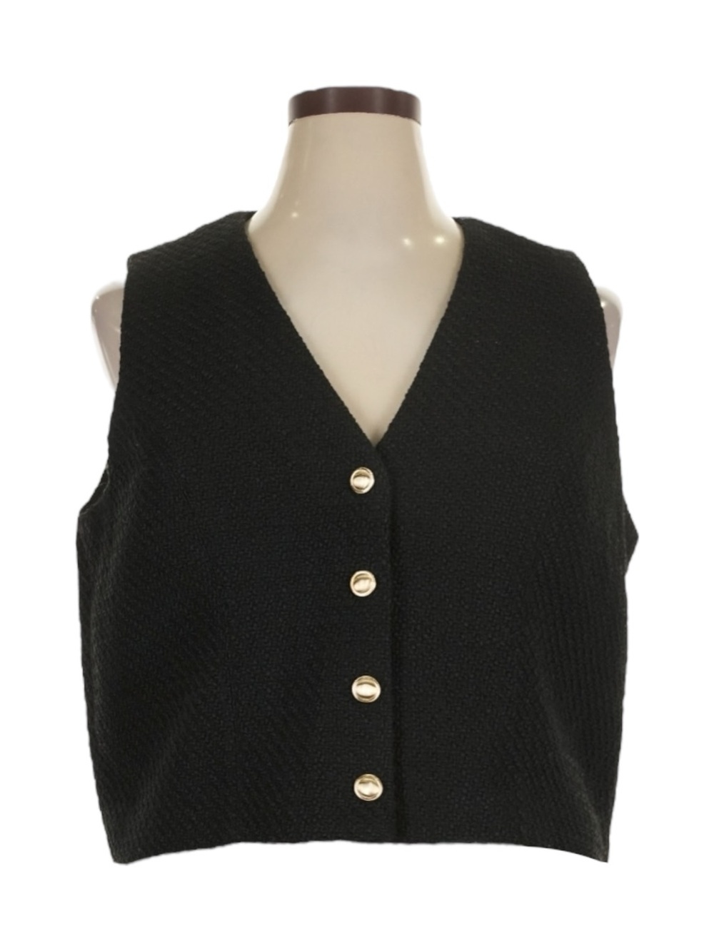 NWT Abercrombie & Fitch Textured Sweater Vest Gold Buttons Black XL